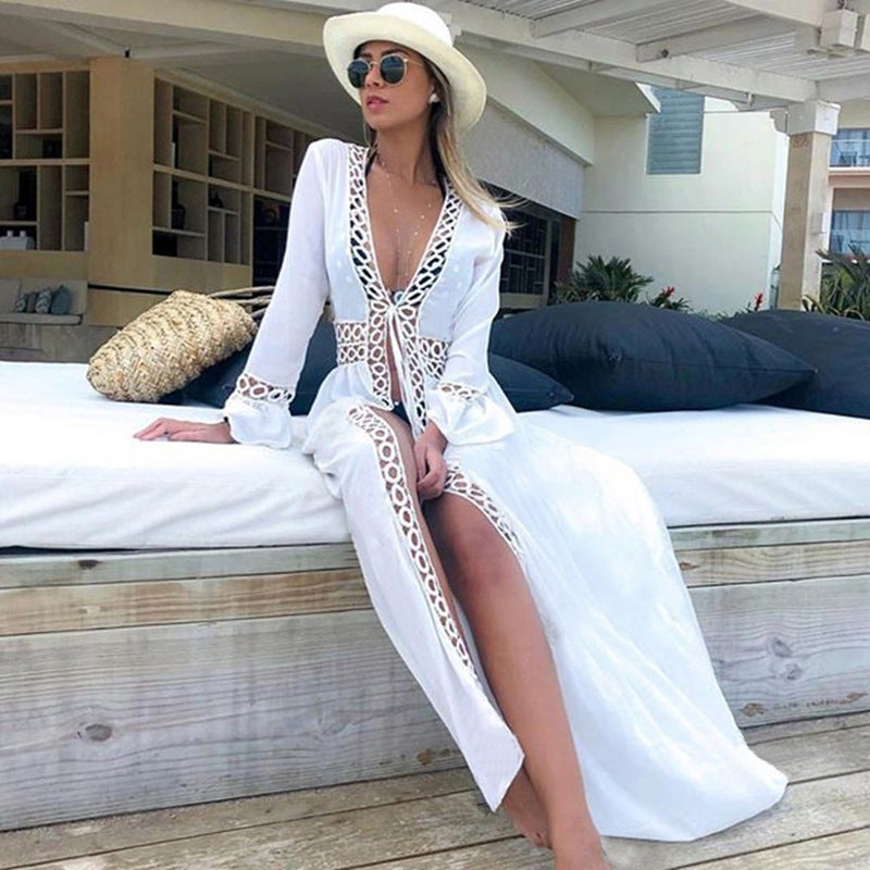 Lace Cardigan Sun Protection Clothing Beach Jacket Swimsuit Bikini Cover-up Blouse - Divinerebel