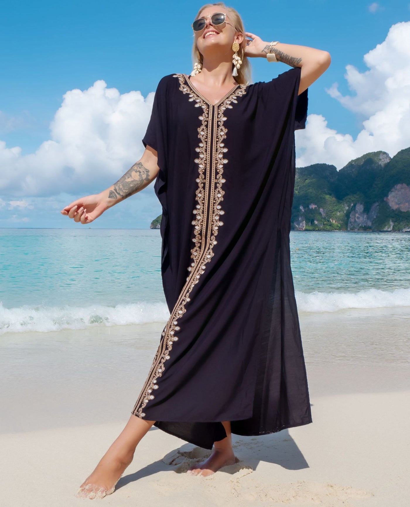 Rayon Eyelet Embroidered Robe Vacation Casual Beach Bikini Cover - Divinerebel