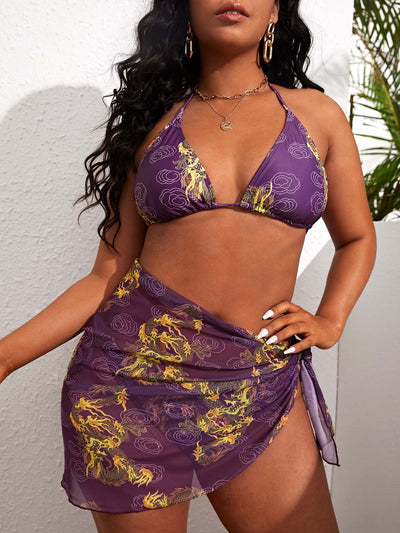 Special Three-Piece Swimsuit Sexy plus Size Bikini Swimsuit - Divinerebel