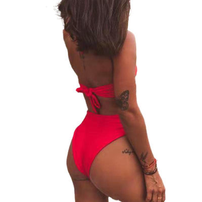 New  Ladies Sexy Split Pure Color Swimsuit - Divinerebel