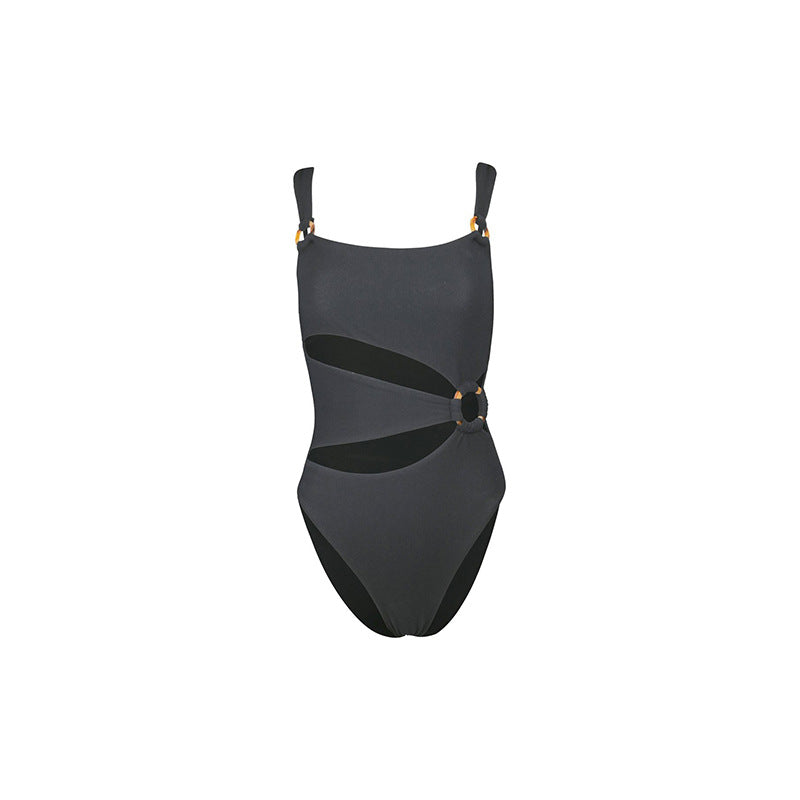 2022 One-Piece Swimsuit Female Pure Color Bikini - Divinerebel